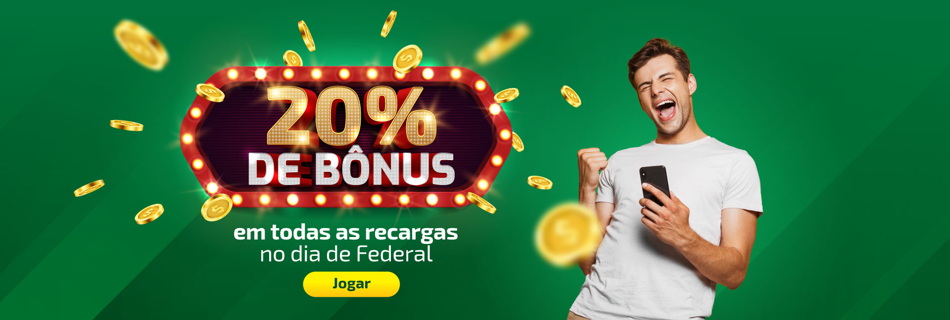 Jogue com 20% de bônus em todas as recargas no seu primeiro depósito!